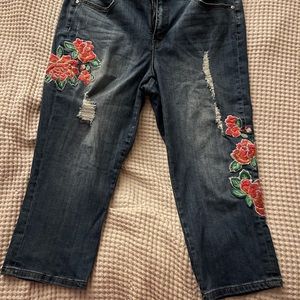 Melissa McCarthy embroidered crop jeans
